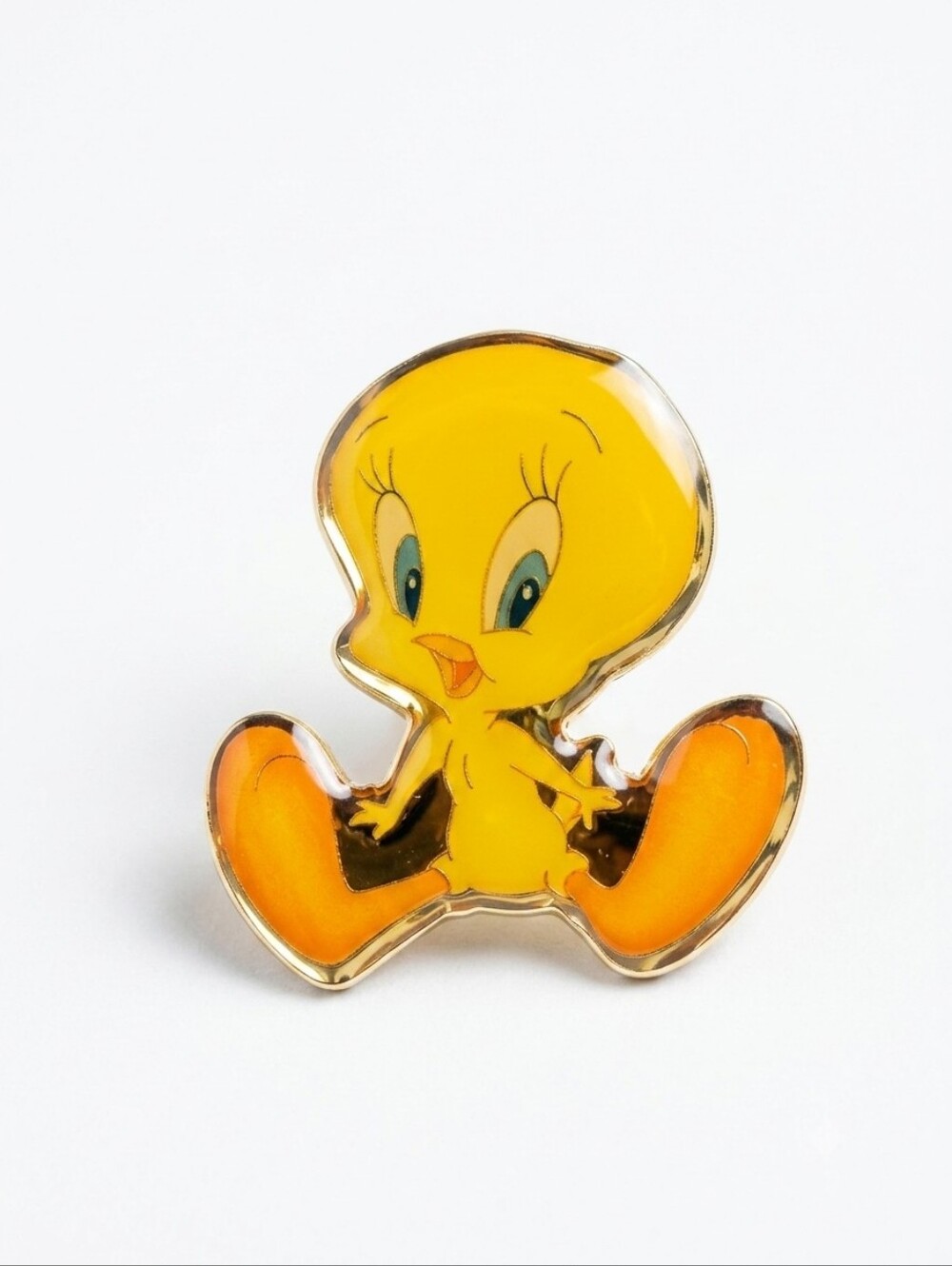 Vintage 1998 Warner Bros Tweety Bird Enamel Goldtone Lapel Pin
